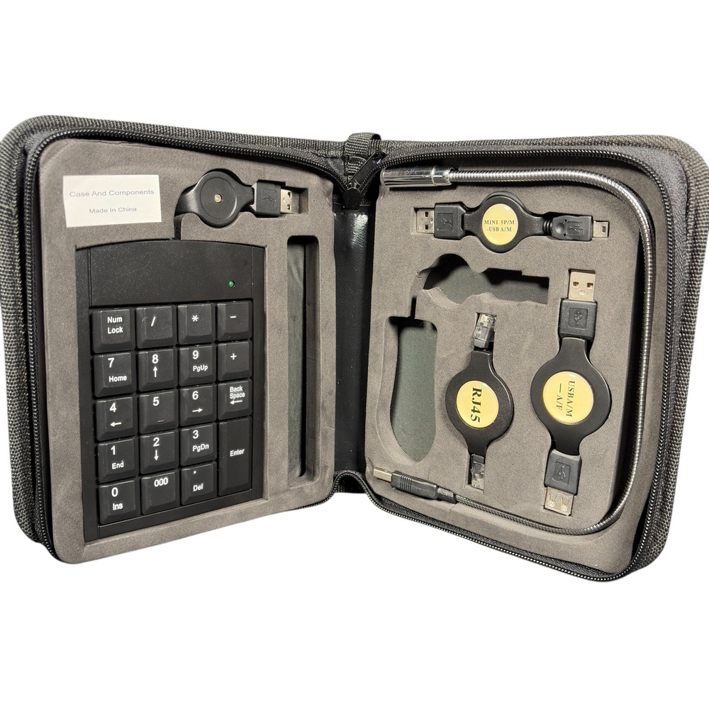 USB Numeric Keypad Numpad Retractable Cable LED Light External Keyboard TESTED